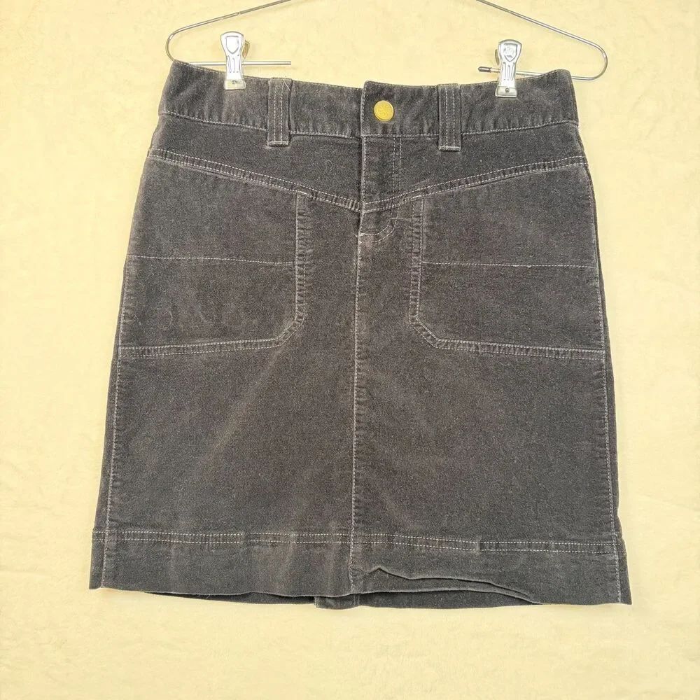 Athleta Black Velvet Skirt Womens 0 Stretch Cotton Snap Zip Pockets Style 720944